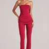Lumi Mid-Rise Fitted Trousers  i Cherry Red