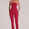 Lumi Mid-Rise Fitted Trousers  i Cherry Red
