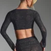 Lumina Embellished Long-Sleeve Crop Top i svart