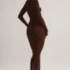 Lux Modal Bodycon-maxiklänning med fyrkantig halsringning i chokladbrunt