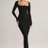 Lux Modal Bodycon-maxiklänning med fyrkantig halsringning i svart