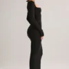 Lux Modal Bodycon-maxiklänning med fyrkantig halsringning i svart
