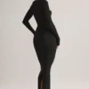 Lux Modal Bodycon-maxiklänning med fyrkantig halsringning i svart