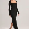 Lux Modal Bodycon-maxiklänning med fyrkantig halsringning i svart