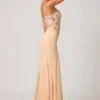 Lysana Embellished Corset Fishtail Gown i Floral Beige