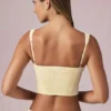 Magda crop top med rosettdetalj i citrongula ränder