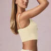 Magda crop top med rosettdetalj i citrongula ränder