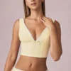 Magda crop top med rosettdetalj i citrongula ränder