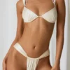 Mahina rynkad stringbikiniunderdelar i pärlvit