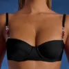 Malindi bikinitopp med bygel och pärldekor i svart