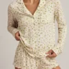 Maphie Modal Ruffle-Trim Pyjama Shorts i citrongult mönster