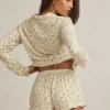 Maphie Modal Ruffle-Trim Pyjama Shorts i citrongult mönster