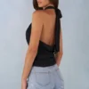 Maraya Deep Plunge Halterneck Top i svart