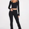 Philippa Modal Mid-Rise Flared Trousers i svart