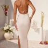 Mariposa Plunge Cowl Neck Floor Length Klänning i ivory