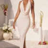 Mariposa Plunge Cowl Neck Floor Length Klänning i ivory