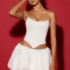 Marnie Bubble Hem Micro Mini Kjol i vitt