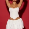 Marnie Bubble Hem Micro Mini Kjol i vitt