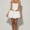 Marnie Bubble Hem Micro Mini Kjol i vitt