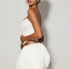 Marnie Bubble Hem Micro Mini Kjol i vitt