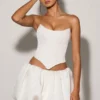 Marnie Bubble Hem Micro Mini Kjol i vitt