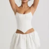 Marnie Bubble Hem Micro Mini Kjol i vitt