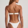Praslin bandeau-bikinitopp med pärldekor i elfenben