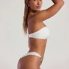Praslin bandeau-bikinitopp med pärldekor i elfenben