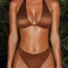 Mele Plunge Micro Bikinitoppar i brunt