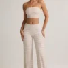 Melida Modal Foldover Wide-Leg Trousers i rosa och gula ränder