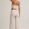 Melida Modal Foldover Wide-Leg Trousers i rosa och gula ränder
