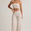 Verna Modal axelbandslös crop top i rosa och gul randig