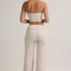 Melida Modal Foldover Wide-Leg Trousers i rosa och gula ränder