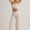 Melida Modal Foldover Wide-Leg Trousers i rosa och gula ränder