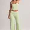 Melida Modal Foldover Wide-Leg Trousers i salviagrön
