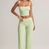 Melida Modal Foldover Wide-Leg Trousers i salviagrön