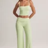 Melida Modal Foldover Wide-Leg Trousers i salviagrön
