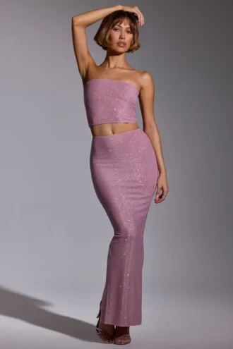 Melisande Embellished Mid Rise Gown Kjol i ljusrosa