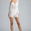 Melody Embellished Cut-Out Unitard i ivory