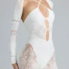 Melody Embellished Cut-Out Unitard i ivory