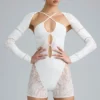 Melody Embellished Cut-Out Unitard i ivory