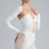 Melody Embellished Cut-Out Unitard i ivory