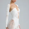 Melody Embellished Cut-Out Unitard i ivory