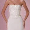 Melora Embellished Corset Strapless Gown i Ivory