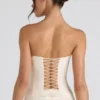 Melvina Ruched Lace-Up Strapless Corset Top i ivory