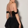 Meredith Off-Shoulder Layered Corset Micro Miniklänning i svart