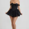 Meredith Off-Shoulder Layered Corset Micro Miniklänning i svart