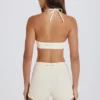 Minishorts med hög midja i krämfärg