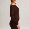 Mira Modal Off-Shoulder Wrap Miniklänning i chokladbrunt