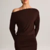 Mira Modal Off-Shoulder Wrap Miniklänning i chokladbrunt